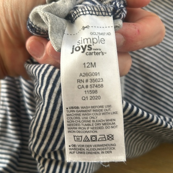 Simple Joys unisex Striped Coverall Navy - Picture 3 of 4